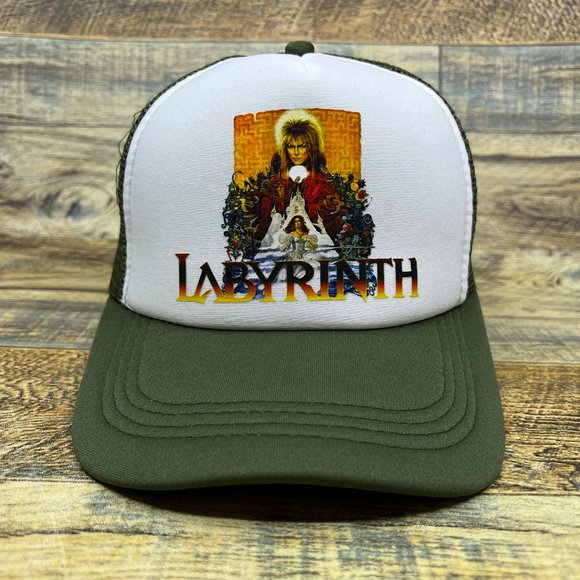 Labyrinth Mens Trucker Hat Brown Snapback 1986 Fantasy Throwback Baseball Cap - Picture 1 of 8